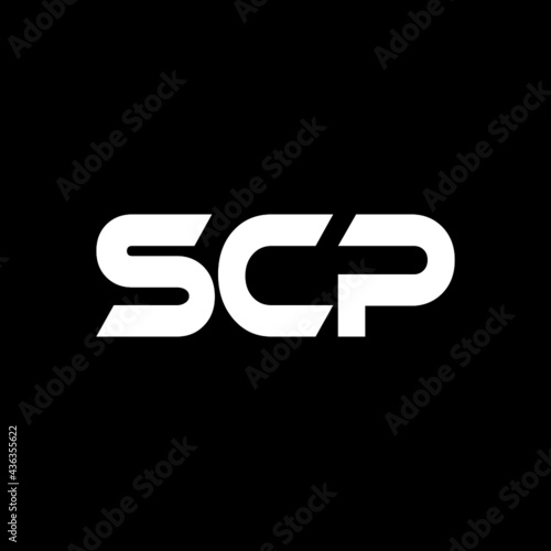 SCP letter logo design with black background in illustrator, vector logo modern alphabet font overlap style. calligraphy designs for logo, Poster, Invitation, etc. photo