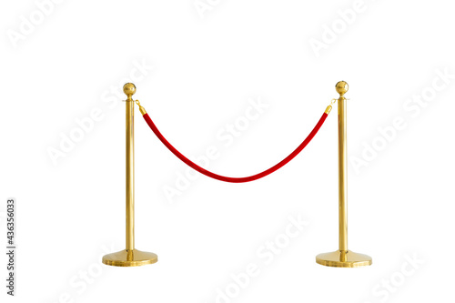 Photography Barrier rope isolated on white background with clipping mask.