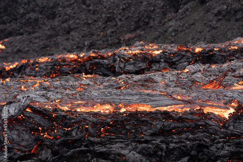Lava river in Geldingadalur Eruption site in Iceland 
