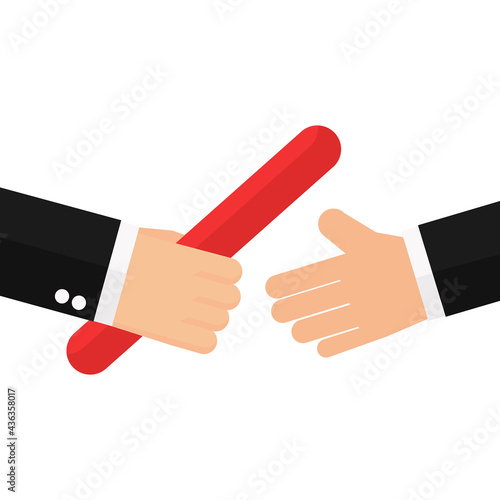 Businessman's Hand Passing a Relay Baton