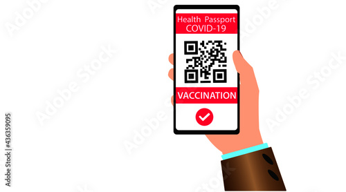 Digital health passport on mobile phone for traveling during the COVID-19 pandemic. Vaccine immunity on the screen of your smartphone. corona virus vaccination concept.
Vector design Eps10.