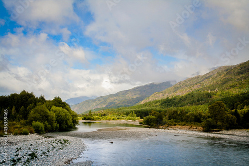 river in the mountains, during summer, in Chubut, Patagonia Argentina 