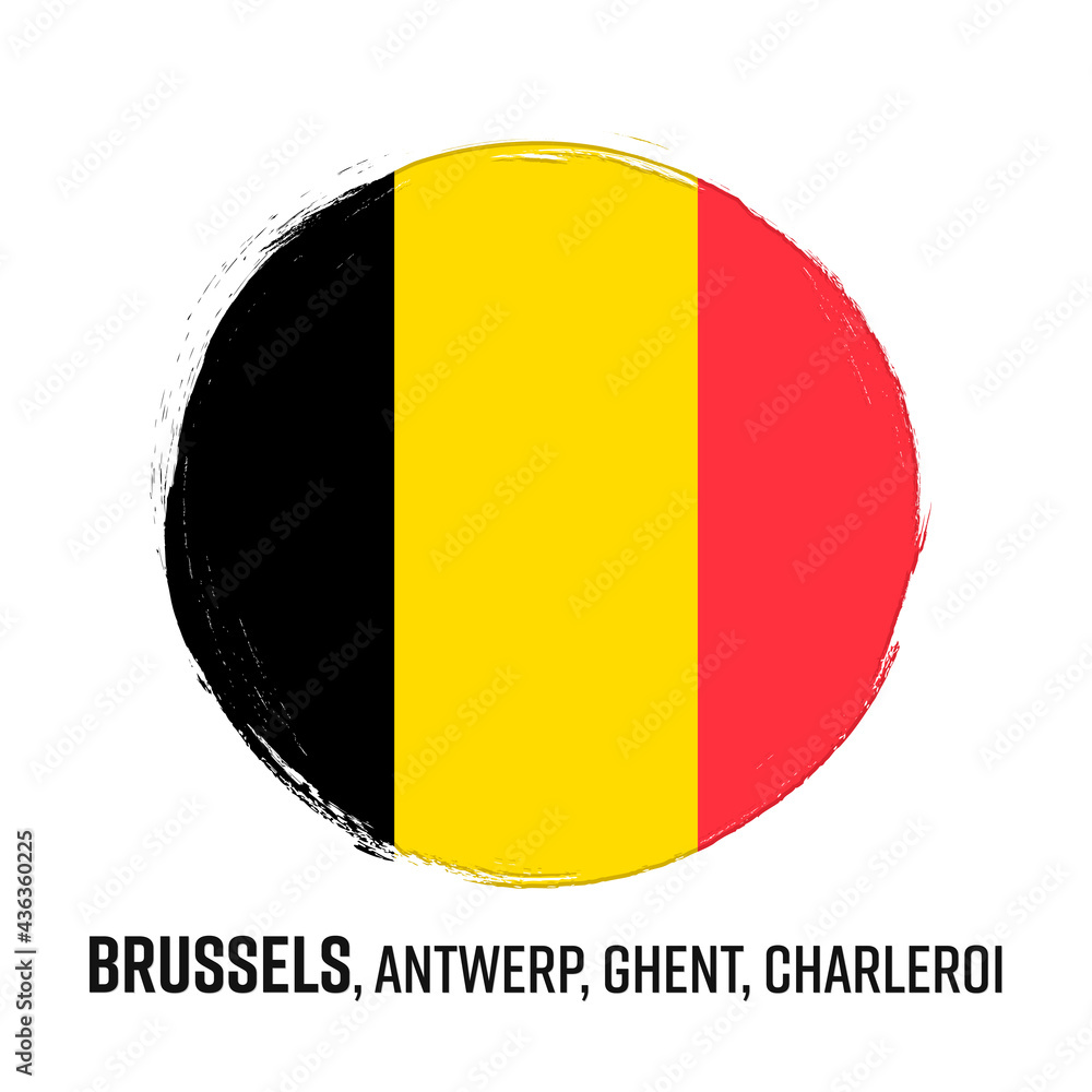 Fototapeta premium België, flag of Belgium, banner with grunge brush. 