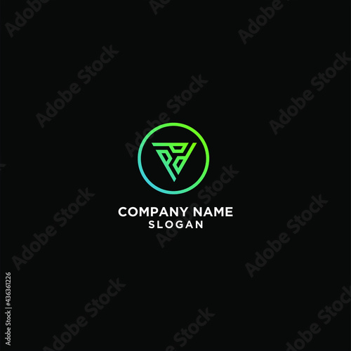 initial p triangle in circle company name  letter logo