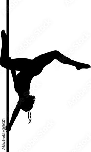 Black silhouette of a pole dancer performing a butterfly