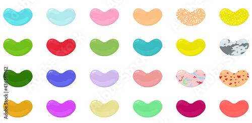 Round colorful jelly beans set. Cartoon vector illustration isolated on white. 