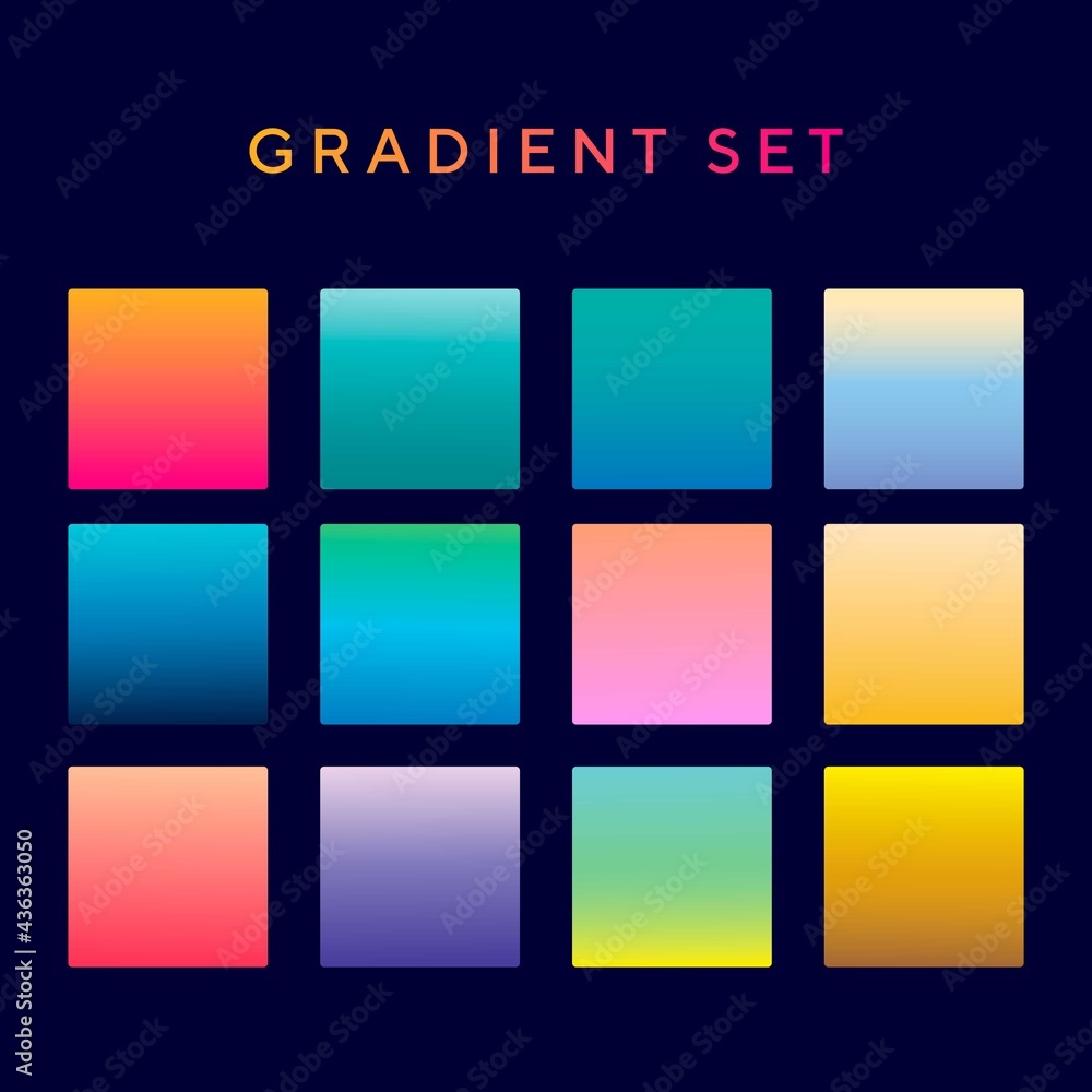 Fototapeta premium Colorful gradients swatches set