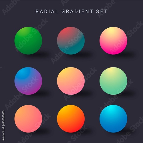 Colorful radial gradient swatches set