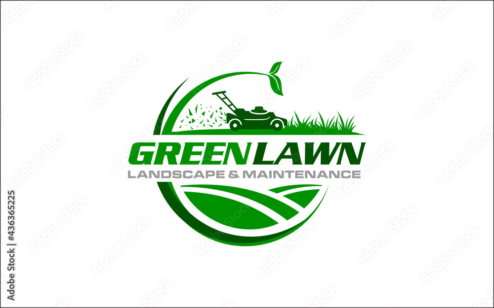 Illustration vector graphic of lawn care, landscape, grass concept logo design template  - obrazy, fototapety, plakaty 