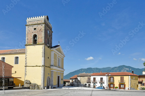The facade of the church on the square of Montefredane, a medieval village in the province of Avellino, Italy.