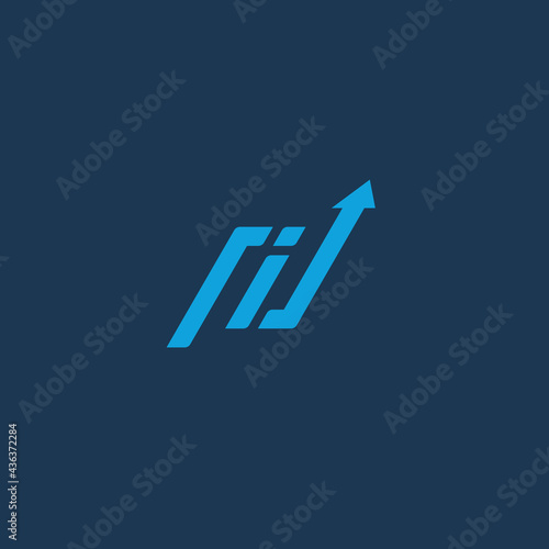 Letter I and Arrow Up logo or icon design