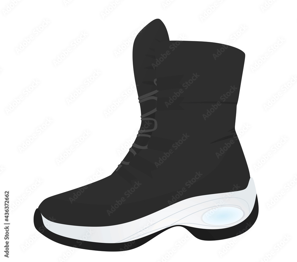 Black winter waterproof boot. vector Black winter waterproof boot. vector