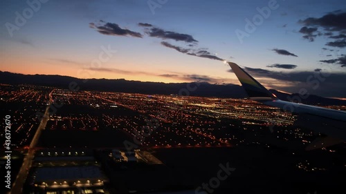 Airplane was flying into the famous Las Vegas city with strong wind
