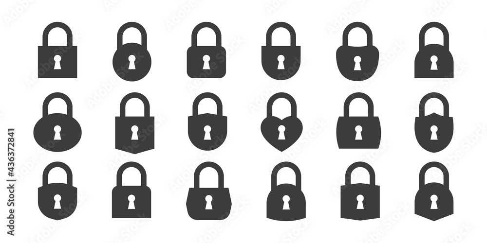 Locks icons set. Padlocks different form. Locks flat style. Vector illustration Locks icons set. Padlocks different form. Locks flat style. Vector illustration
