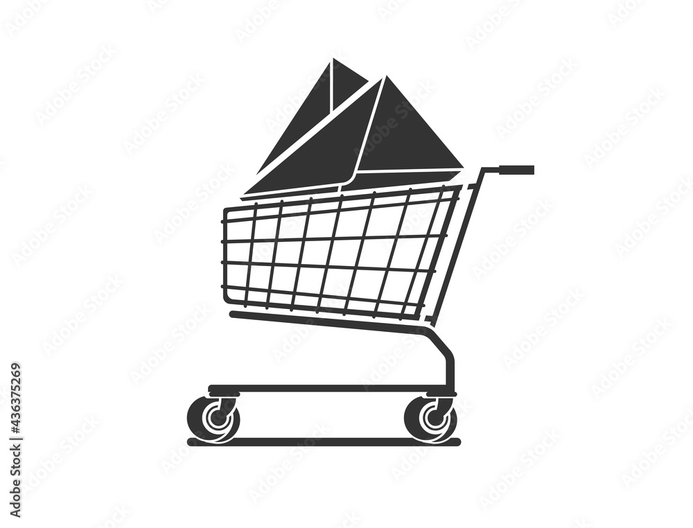 Shopping cart icon with a letter inside Shopping cart icon with a letter inside