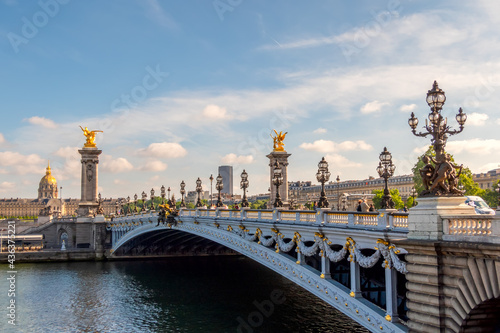 Fototapeta Naklejka Na Ścianę i Meble -  Sunny Day in Paris and Alexandre III Bridge