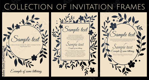 collection of light yellow and dark blue invitation with simple branches