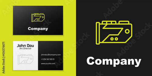 Logotype line Video graphic card icon isolated on black background. Logo design template element. Vector