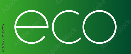 ECO logo. White letters on a green background. Vector illustration.