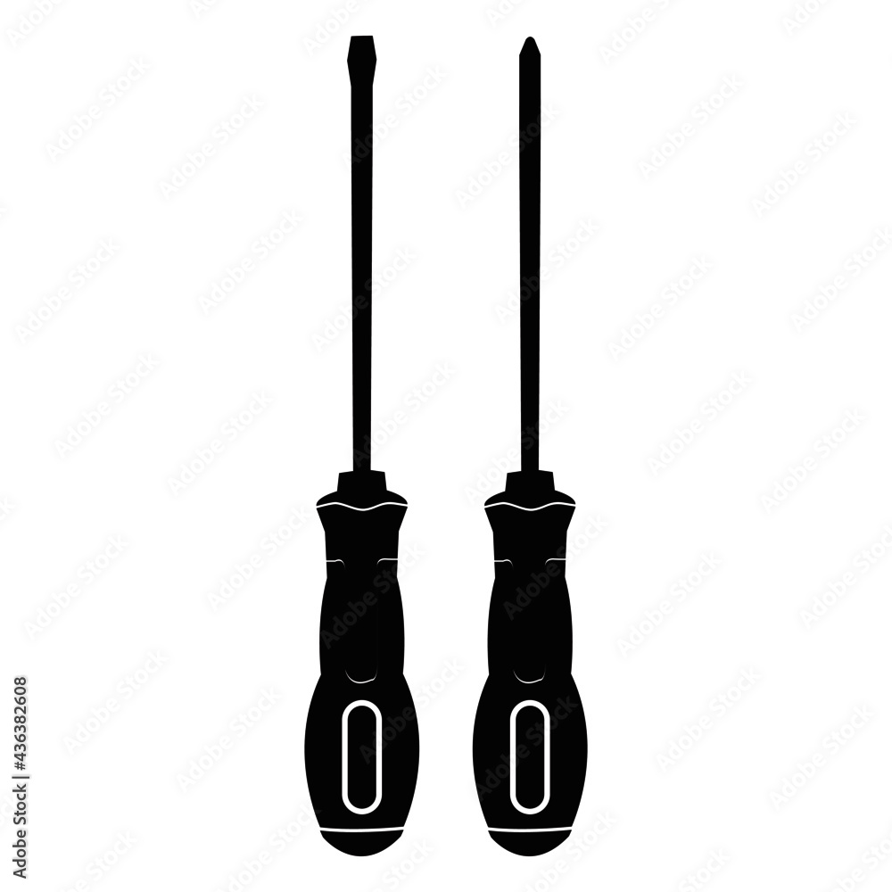 silhuotte of screwdriver on white background silhuotte of screwdriver on white background
