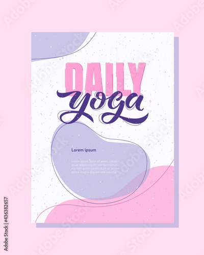 Daily Yoga Vector Illustration. Template for printing poster, flyer, advertising banner, certificate, gift card