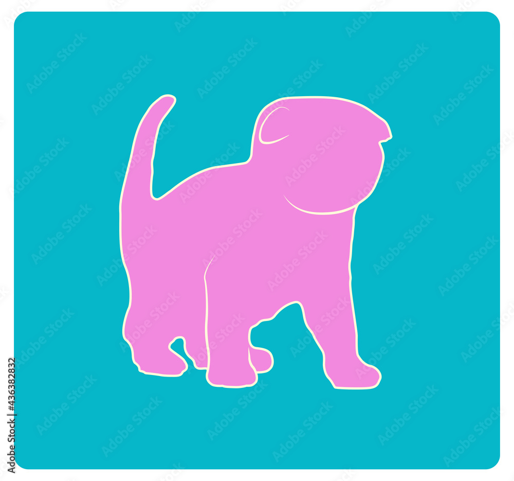 Kitten, outline drawing, emblem, badge, logo. Kitten, outline drawing, emblem, badge, logo.