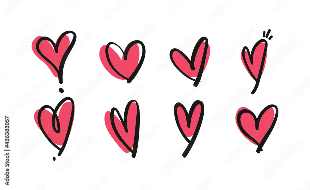 Hand drawn hearts. Love symbol. Illustration doodles. Hand drawn hearts. Love symbol. Illustration doodles.