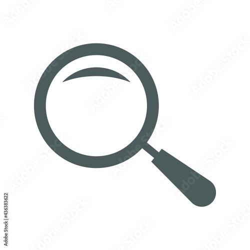 Magnifying glass, search icon. Gray color vector graphics.