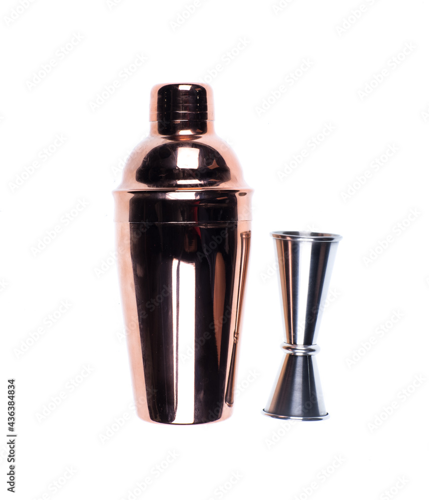 golden cocktail shaker isolated on white background golden cocktail shaker isolated on white background