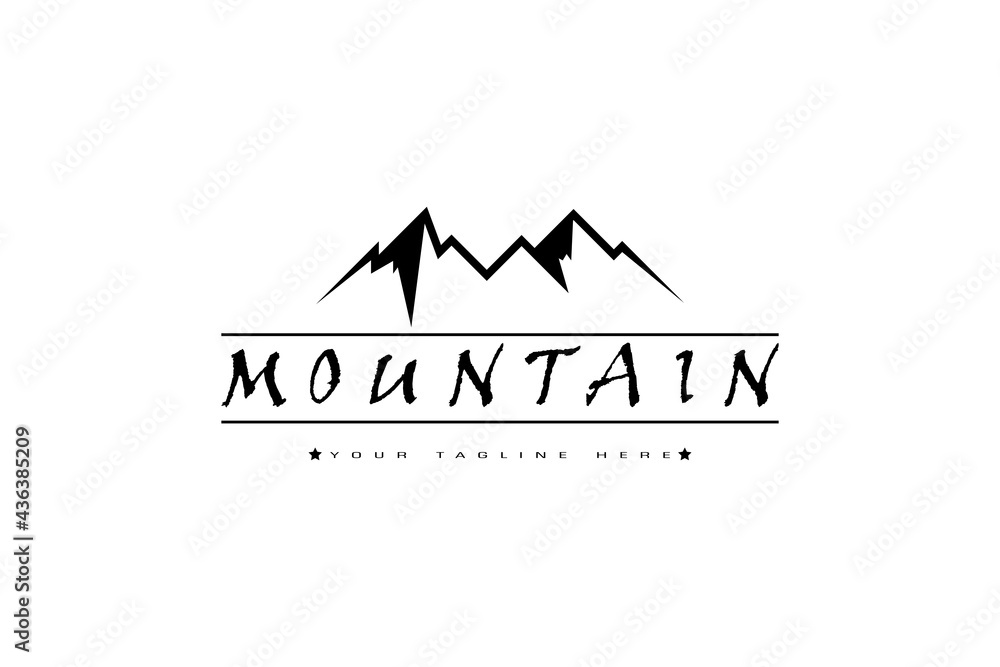 Mountain Logo, Outdoor and Adventure Emblem Vintage Style Isolated on White Background. Design Vector Icon Template Element.