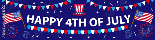Happy 4th july banner poster. American Independence Day template for your design. Vector illustration