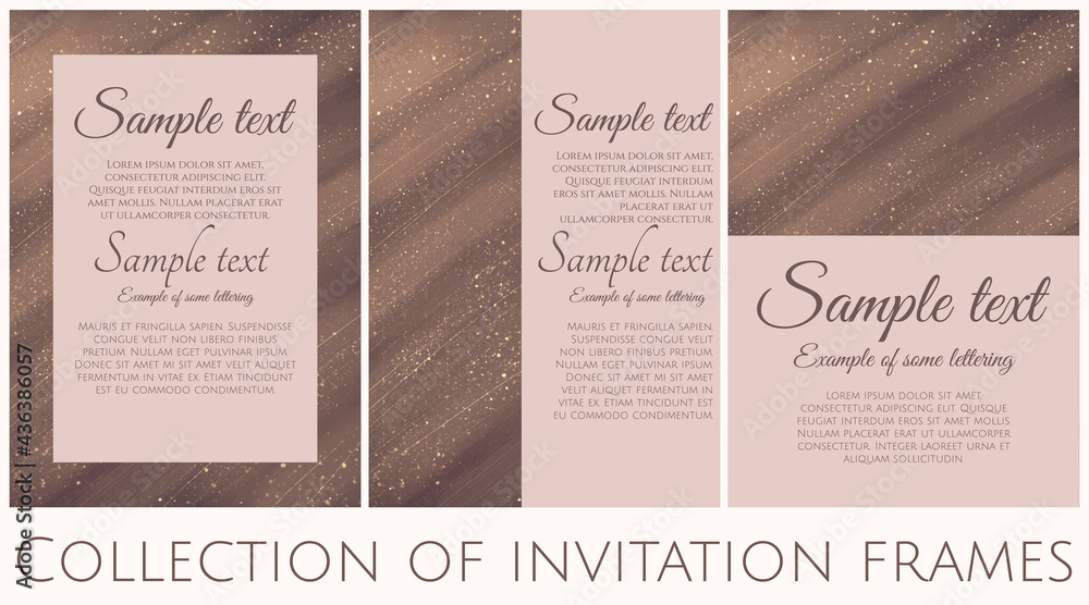 collection of brown invitations vector frame with shining rough texture