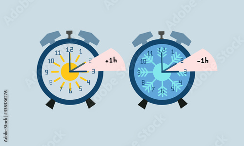 Vector illustration of clock suitable for daylight saving time