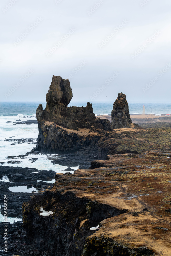 Londrangar - pair of rock pinnacles, Iceland, Snaefellsness