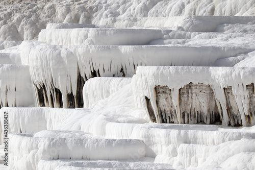 Wallpaper Mural Close up of white limestone natural travertine terraces in pamukkale with pools full of carbonated water Torontodigital.ca