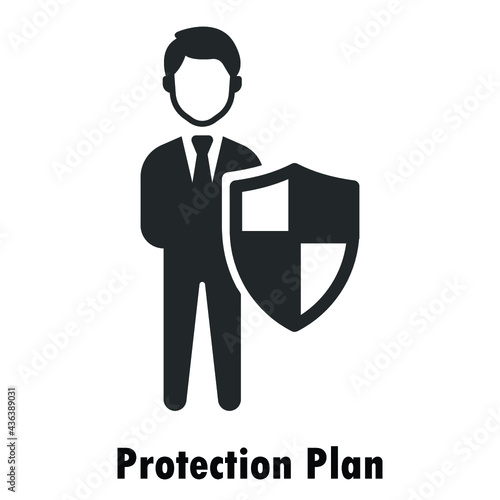 business man protection, guard, shield icon design vector