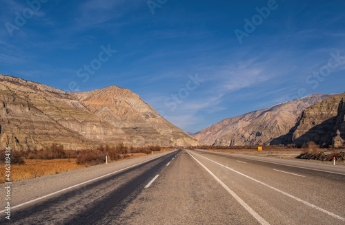 Balikli , Erzurum Artvin Yolu, Turkey. Road with rocks or mountains in january 2021