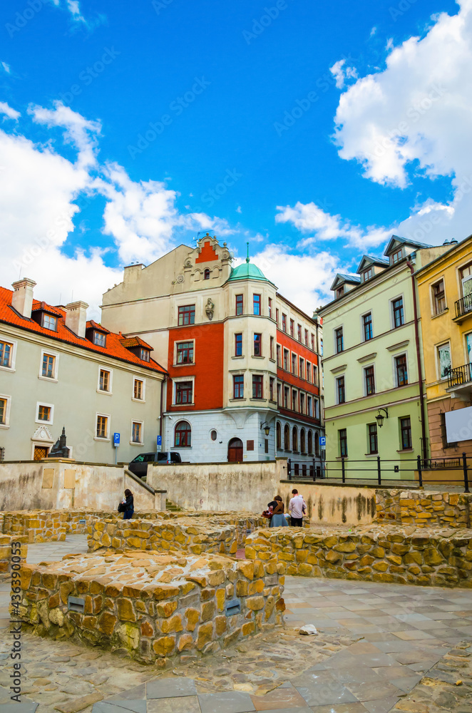 Beatiful cozy street of city Lublin, Poland, Europe