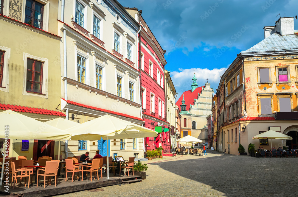 Beatiful cozy street of city Lublin, Poland, Europe