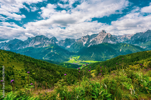 Panoramic view of the Dolomites in Italy.