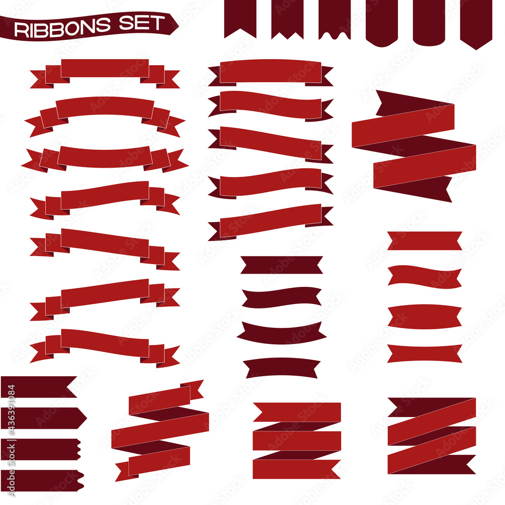 custom made wallpaper toronto digitalRed color vector set of ribbons in different shapes