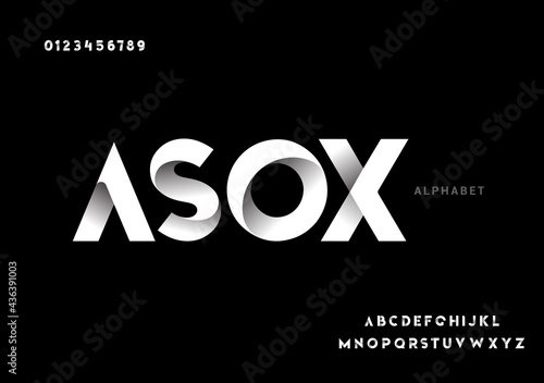 Vector of paper folding alphabet. 3D vector font