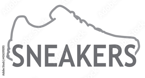 Outline and label sneakers. vector