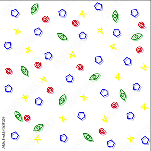 Bright pattern in the style of the Memphis line. Geometric pattern for the cover, booklet, wallpaper, gift. Pattern birthday.