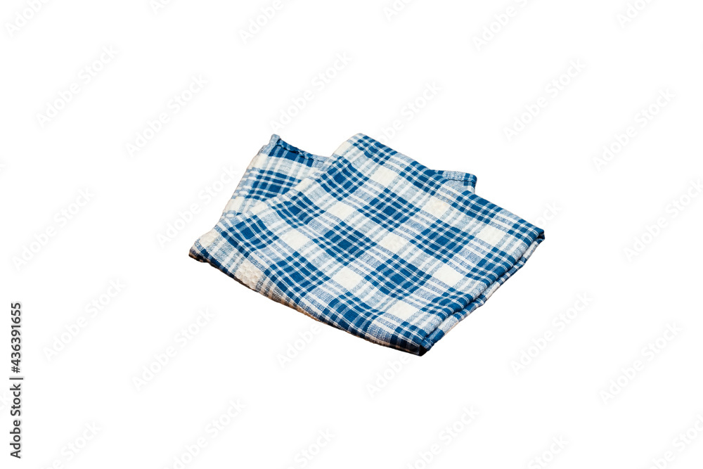 blue and white checkered napkin isolated on white background blue and white checkered napkin isolated on white background
