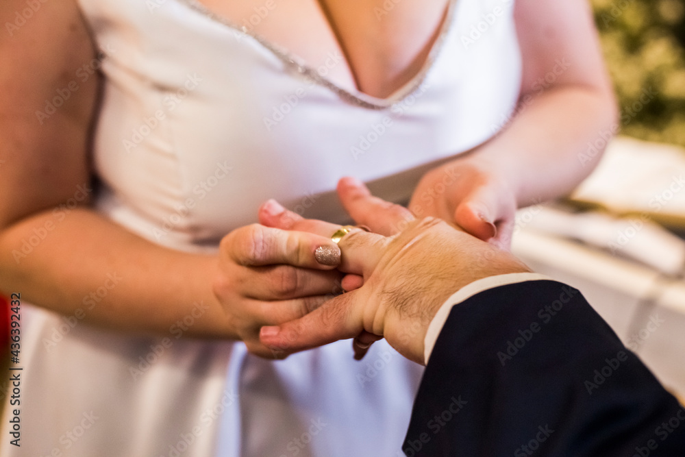 the time to exchange rings at the wedding ceremony