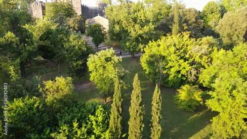 Spring in the park by the medieval castle