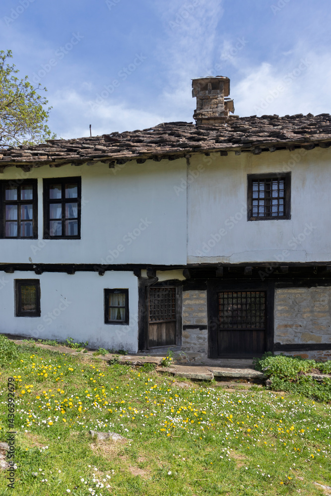 Typical street and old houses at historical village of Bozhentsi,  Bulgaria