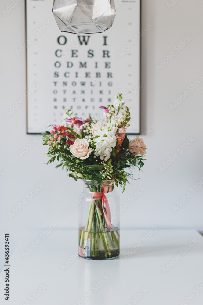 Brides flower bouquet. Wedding flowers bridal bouquet closeup decoration. bouquet for mother's day or women's day. Interior design