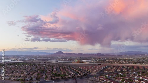 Sunset to night high angle time lapse  of the Las Vegas cityscape